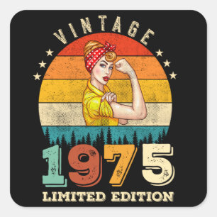 Sticker Carré 50 ans Anniversaire 1975 Vintage 50e anniversaire 