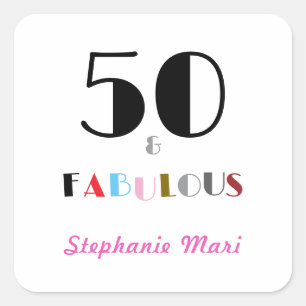 Sticker Carré 50 ans et Fabuleux Art Déco Fête d'anniversaire 50