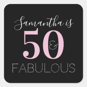 Sticker Carré 50 ans personnalisés et fabuleux Anniversaire Blac