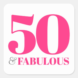 Sticker Carré 50 et fabuleuse Typographie rose