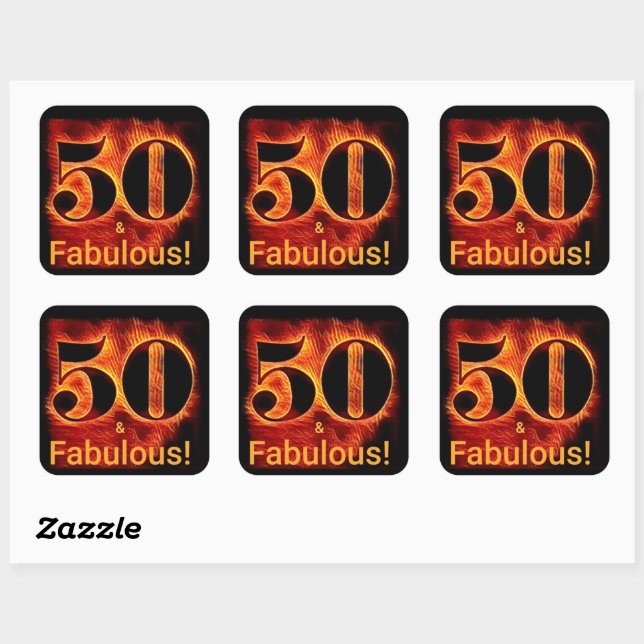 Sticker Carré 50 et fabuleux 50e anniversaire de la flamme de mo (Feuille)