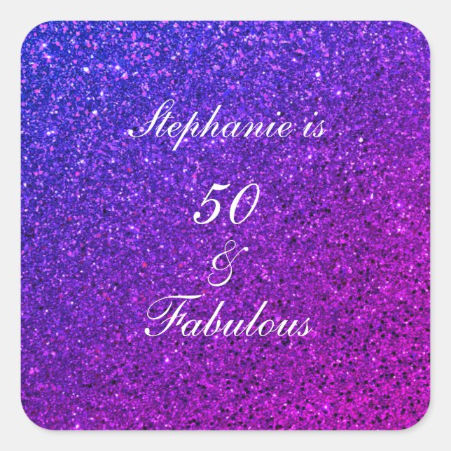 Sticker Carré 50 Et Fabuleux Anniversaire Ombre Rose Purple Part (Devant)
