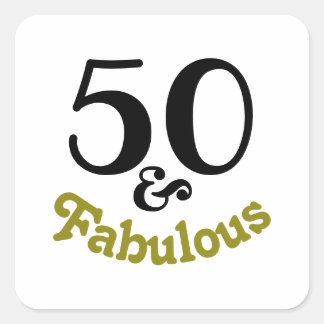 Sticker Carré 50 et Fabuleux fête d'anniversaire