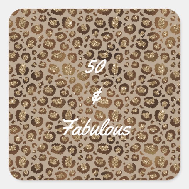 Sticker Carré 50 et Fabulous Gold Cheetah (Devant)
