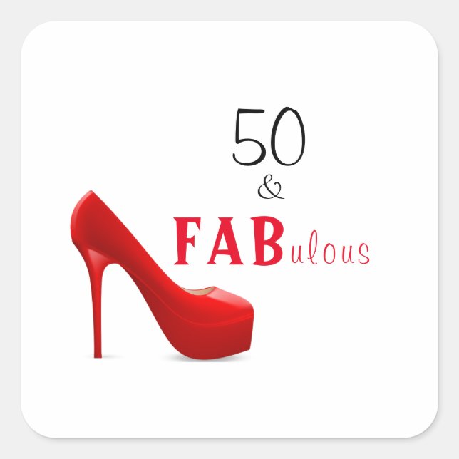 Sticker Carré 50 et Fabulous Rouge et Noir 50e anniversaire (Devant)
