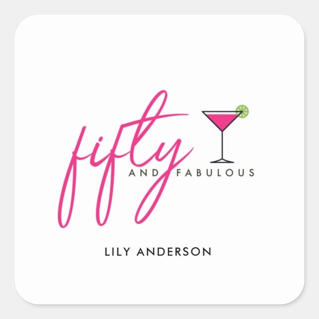Sticker Carré 50 et Fabulous Women's Birthday Party (Devant)