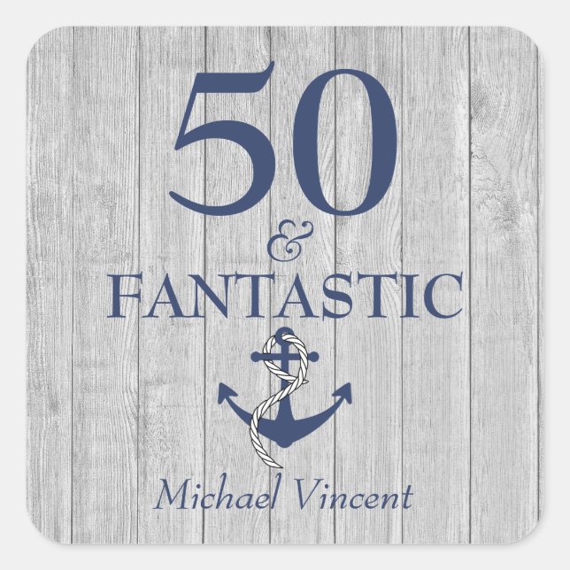 Sticker Carré 50 et Fantastique 50ème Anniversaire Nautique (Devant)