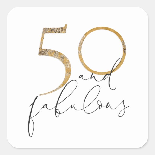 Sticker Carré 50 & Fabulous Gold Black & White 50e anniversaire (Devant)