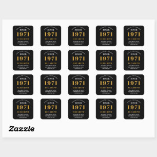 Sticker Carré 50e anniversaire 1971 Black Gold pour sa personnal