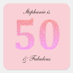 Sticker Carré 50e anniversaire Cinquante Fabuleux nom Parties sc