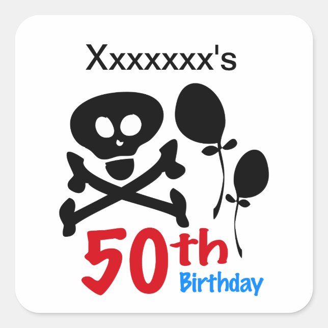 Sticker Carré 50e anniversaire Crossbones du crâne (Devant)