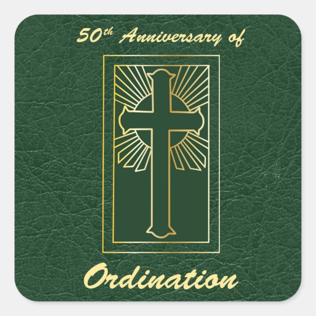 Sticker Carré 50e anniversaire de l'ordination Regarder en cuir  (Devant)