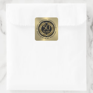 Sticker Carré 50e anniversaire de mariage couronne de laurier d'