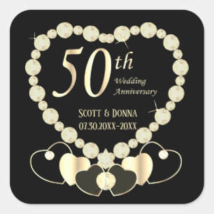 Sticker Carré 50e anniversaire de Mariage d'or