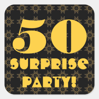 Sticker Carré 50e Anniversaire Surprise Privilégier Black Gold M