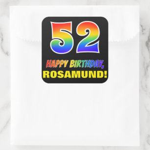 Sticker Carré 52e anniversaire : Bold, amusant, simple, arc-en-c