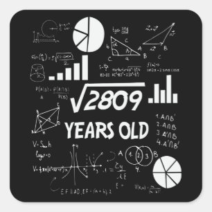 Sticker Carré 53 ans Enseignant des mathématiques Anniversaires