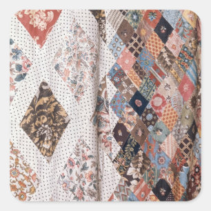 Sticker Carré 53 : Détail d'un édredon de patchwork fait par M