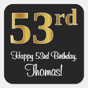 Sticker Carré 53e anniversaire - Elégant luxe Faux Gold Look #
