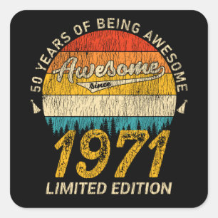Sticker Carré 54 Ans 1971 Retro Magnifique 54e anniversaire Cade