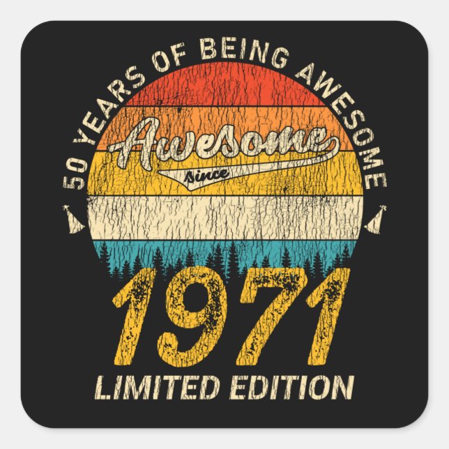Sticker Carré 54 Ans 1971 Retro Magnifique 54e anniversaire Cade (Devant)