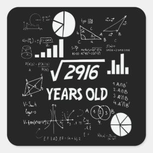 Sticker Carré 54 Ans Enseignant en mathématiques Anniversaires 5