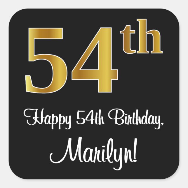 Sticker Carré 54e anniversaire - Elégant luxe Faux Gold Look # (Devant)