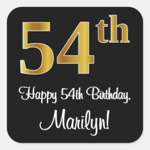 Sticker Carré 54e anniversaire - Elégant luxe Faux Gold Look #