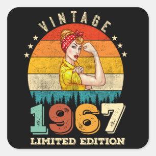 Sticker Carré 55 ans 1967 Femmes Vintages 55e anniversaire Cadea