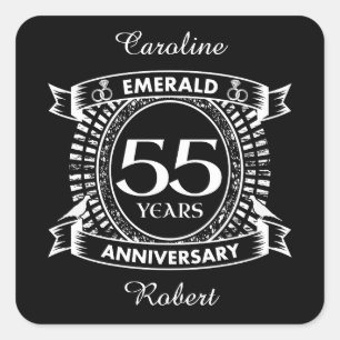 Sticker Carré 55e anniversaire du mariage émeraude crête