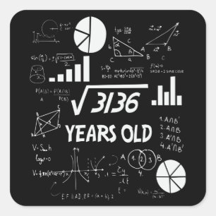 Sticker Carré 56 ans Enseignant en mathématiques Anniversaires 5