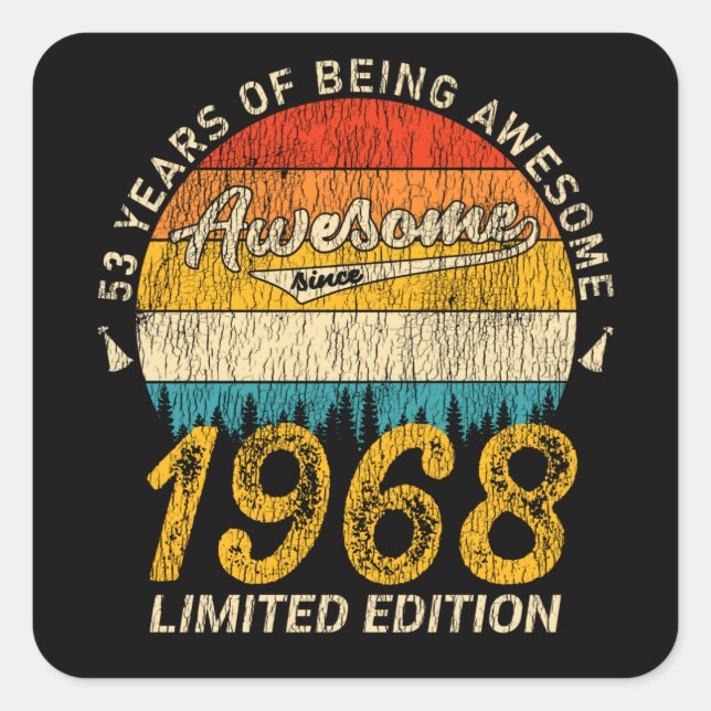 Sticker Carré 57 Ans 1968 Rétro Magnifique 57e anniversaire Cade (Devant)