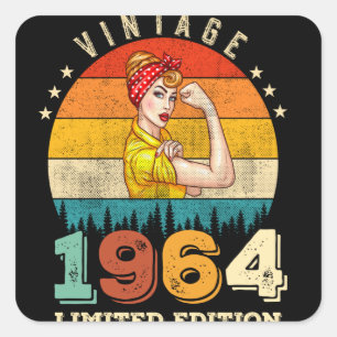Sticker Carré 58 Ans 1964 Femmes Vintages 58e anniversaire Cadea