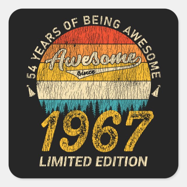 Sticker Carré 58 Ans 1967 Rétro Magnifique 58e anniversaire Cade (Devant)