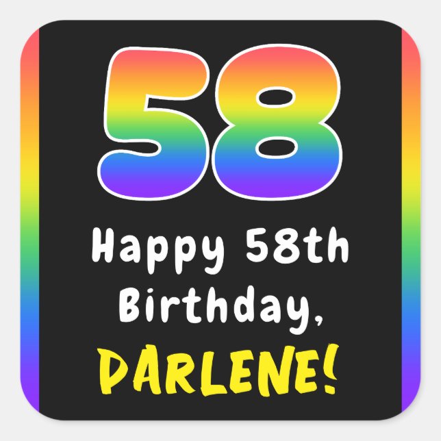 Sticker Carré 58e anniversaire : Rainbow Spectrum # 58, Nom pers (Devant)