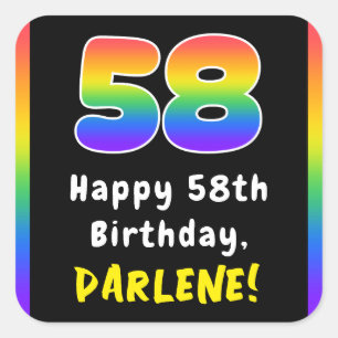 Sticker Carré 58e anniversaire : Rainbow Spectrum # 58, Nom pers