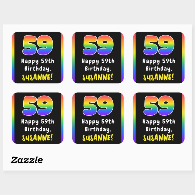 Sticker Carré 59e anniversaire : Rainbow Spectrum # 59, Nom pers (Feuille)