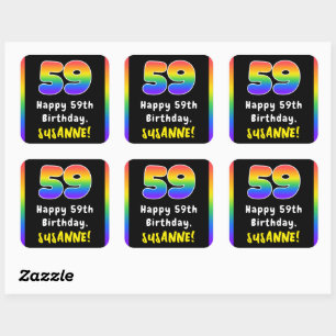 Sticker Carré 59e anniversaire : Rainbow Spectrum # 59, Nom pers