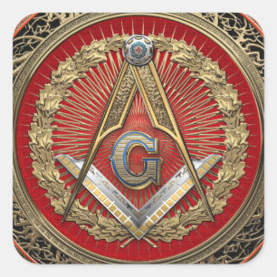 Sticker Carré [600] Master Mason - Carré Or & Compass
