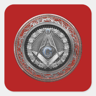 Sticker Carré [600] Master Mason - Silver Square & Compass