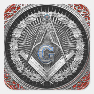 Sticker Carré [600] Master Mason - Silver Square & Compass