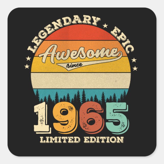 Sticker Carré 60 ans Anniversaire 1965 merveilleux 60e anniversa (Devant)