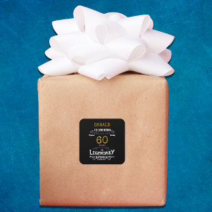Sticker Carré 60e anniversaire Black Gold Legendary Retro