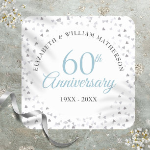 Sticker Carré 60e anniversaire de diamant Coeurs Confetti