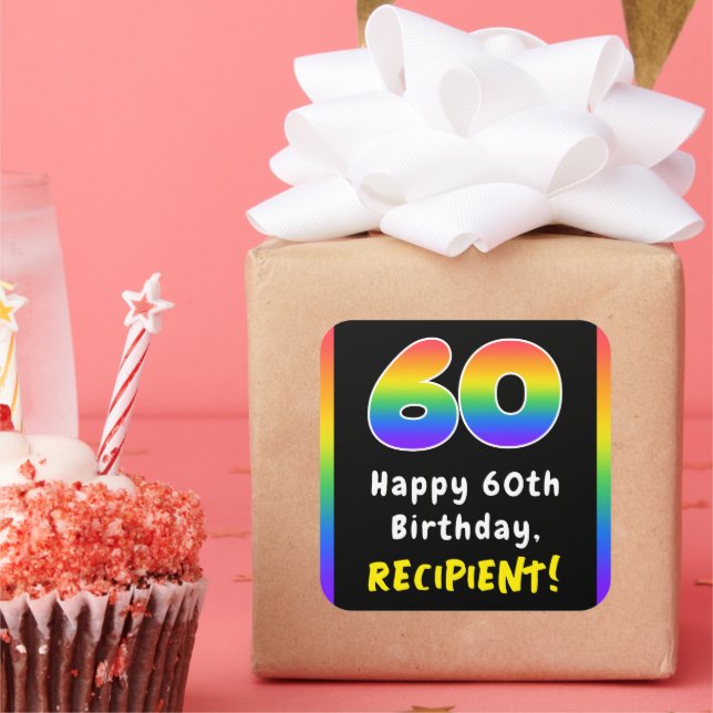 Sticker Carré 60e anniversaire : Rainbow Spectrum # 60, Nom pers (Fête)