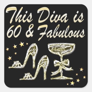 STICKER CARRÉ 60E DIVA ÉCLAIRANT