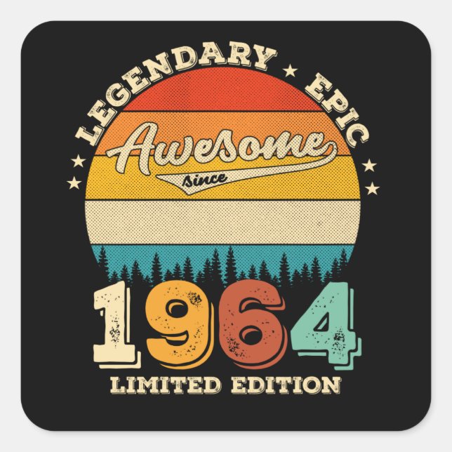 Sticker Carré 61 Ans Anniversaire 1964 Magnifique 61e anniversai (Devant)