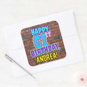 Sticker Carré 61e anniversaire - Amusant, Graffiti urbain inspir