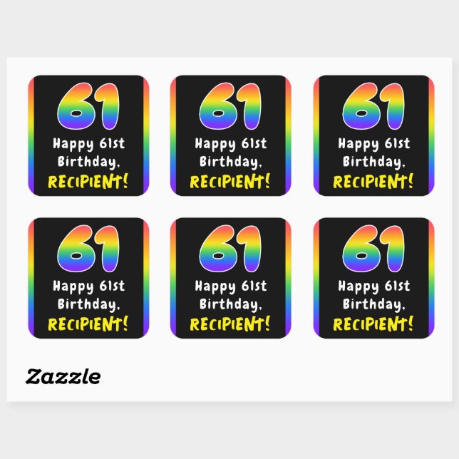Sticker Carré 61e anniversaire : Rainbow Spectrum # 61, Nom pers (Feuille)