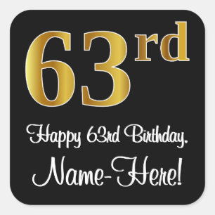 Sticker Carré 63e anniversaire - Elégant luxe Faux Gold Look #